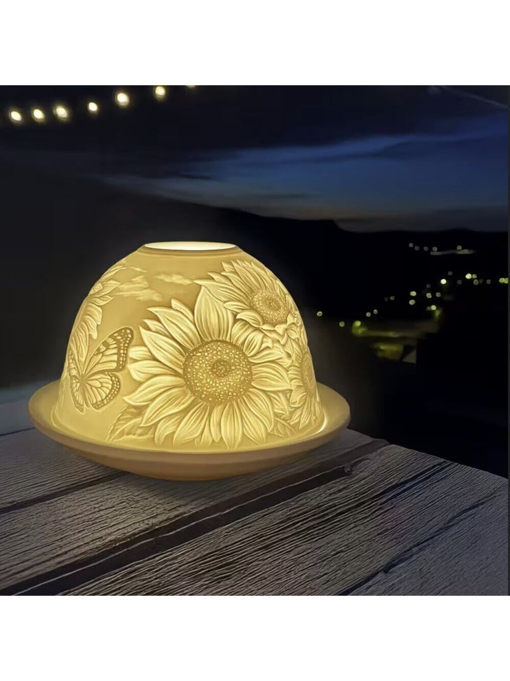 Sunflower and Monarch butterfly Fairy Lamp Lithopane - Picture 3 of 7